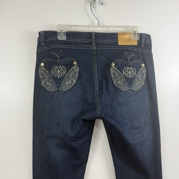 Vintage Y2K Apple Bottom Jeans 9/10 Tapered Leg Dark Wash Embroidered Nelly - Picture 8 of 12